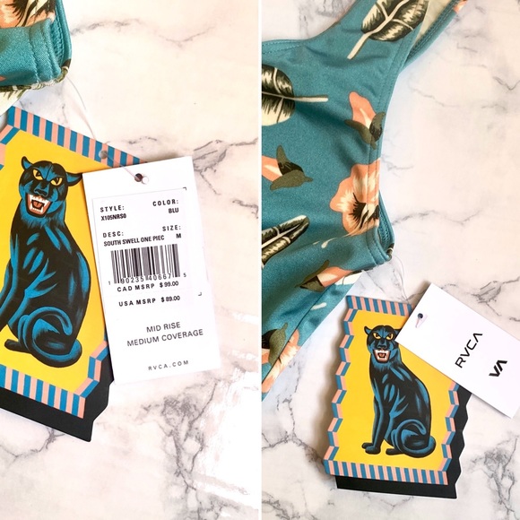 RVCA South Swell One-piece Swimsuit Tropical M - Picture 7 of 8